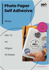 PPD 50 db A4 Öntapadós Fényes Fotópapír 120g - Tintasugaras Nyomtatókhoz Kompatibilis Matrica Papír Fotóminőségben 1