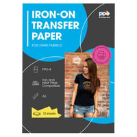 PPD A5 Premium Papir za Prijenos Peglanjem za Tamni Tekstil - Set od 10 Listova, za Inkjet Printere, za Majice, Tekstil 1