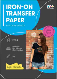 PPD A5 Prémium Vasalható Transzferpapír Sötét Textilekhez - 10 lapos szett, Tintasugaras nyomtatókhoz, Pólóra, Textilre 1