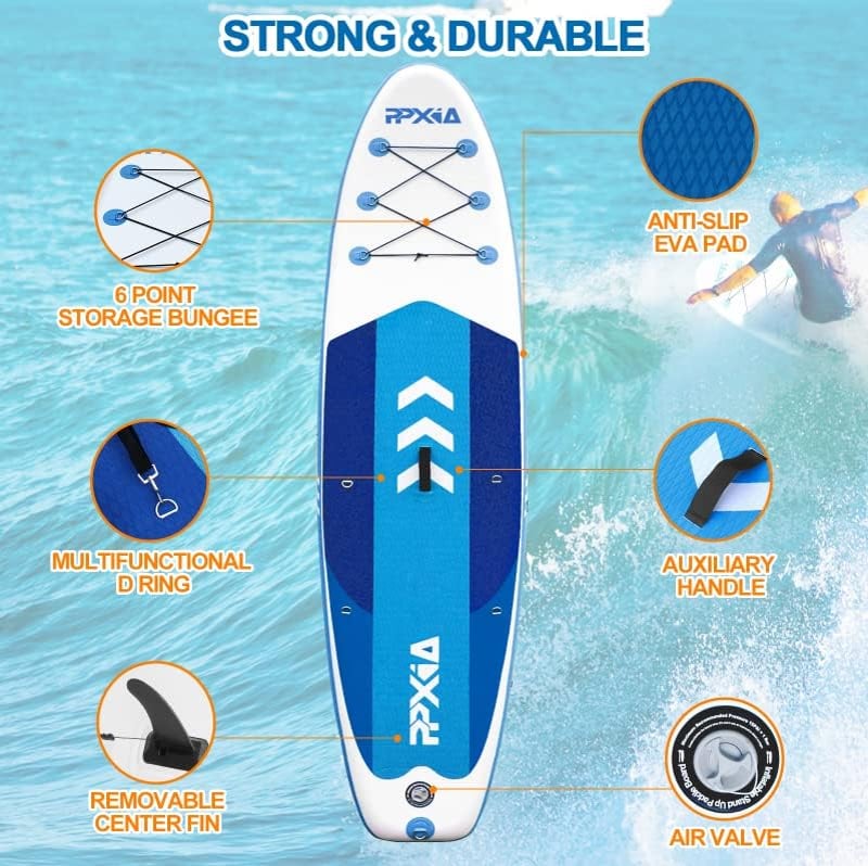 PPXIA Felfújható SUP Deszka 320cm Stabil Paddleboard Teljes Felszereléssel - Blue 320 cm
