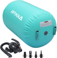 PPXIA Felfújható Tornaszőnyeg 100x80cm - Kék PVC Léghengerrel Tornához, Jógához, Pilateshez - Hordozható Edzőhenger Pumpával - Mint green 1