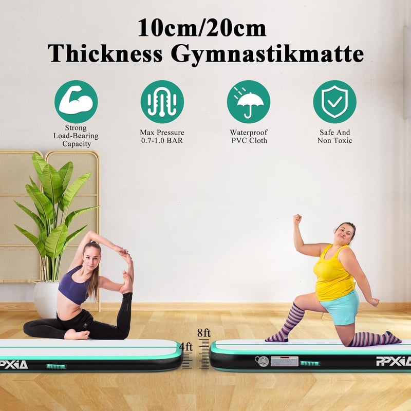 PPXIA Tornaszőnyeg Légutas 3m Tornagymnasztika Matrac 20cm Magasság Kiegészítőkkel