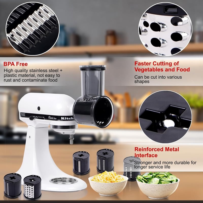 PQPO KitchenAid Mixer Szeletelő és Reszelő Adapter 5 Pengével