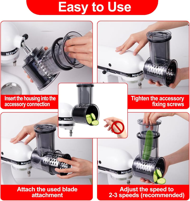 PQPO KitchenAid Mixer Szeletelő és Reszelő Adapter 5 Pengével