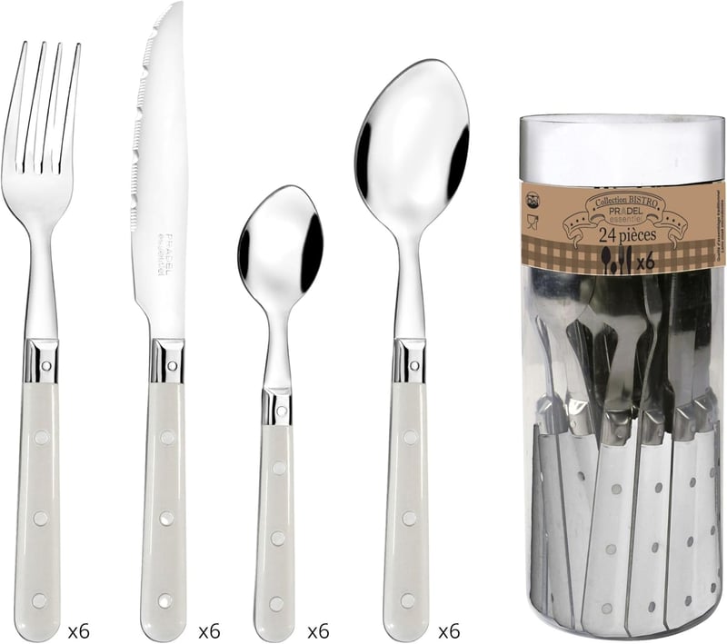 Pradel Essentiel Bistro Club 24 részes evőeszköz készlet 6 személyre rozsdamentes acél