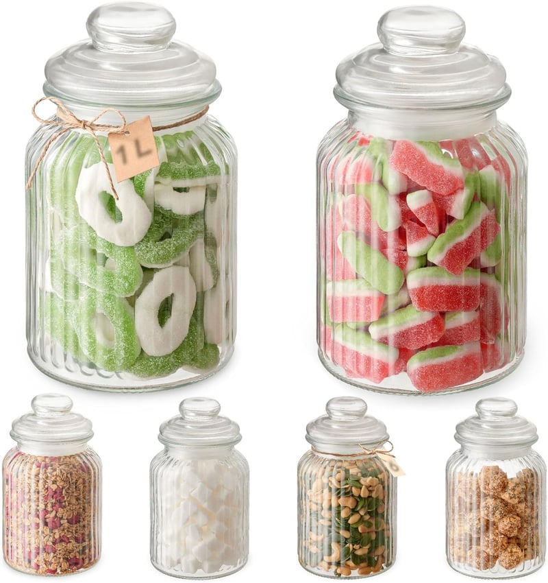 Praknu 6 darabos üveg tárolóedény szett 1000ml légmentes zárással