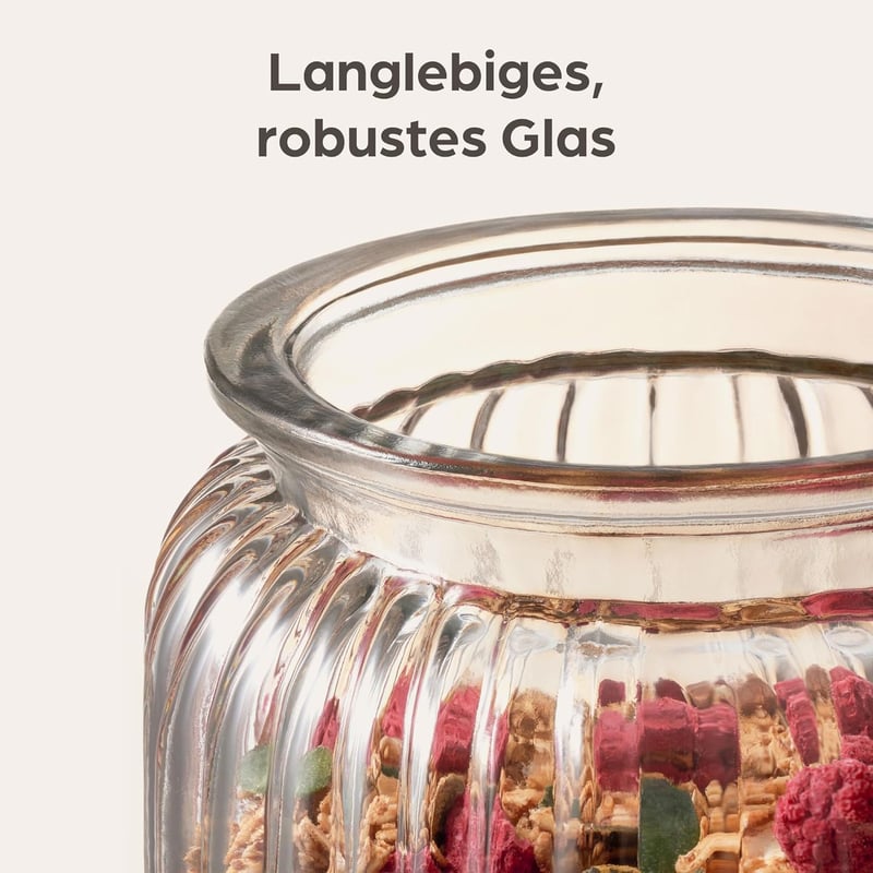 Praknu 6 darabos üveg tárolóedény szett 1000ml légmentes zárással