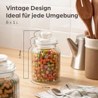 Praknu 6 darabos üveg tárolóedény szett 1000ml légmentes zárással 2