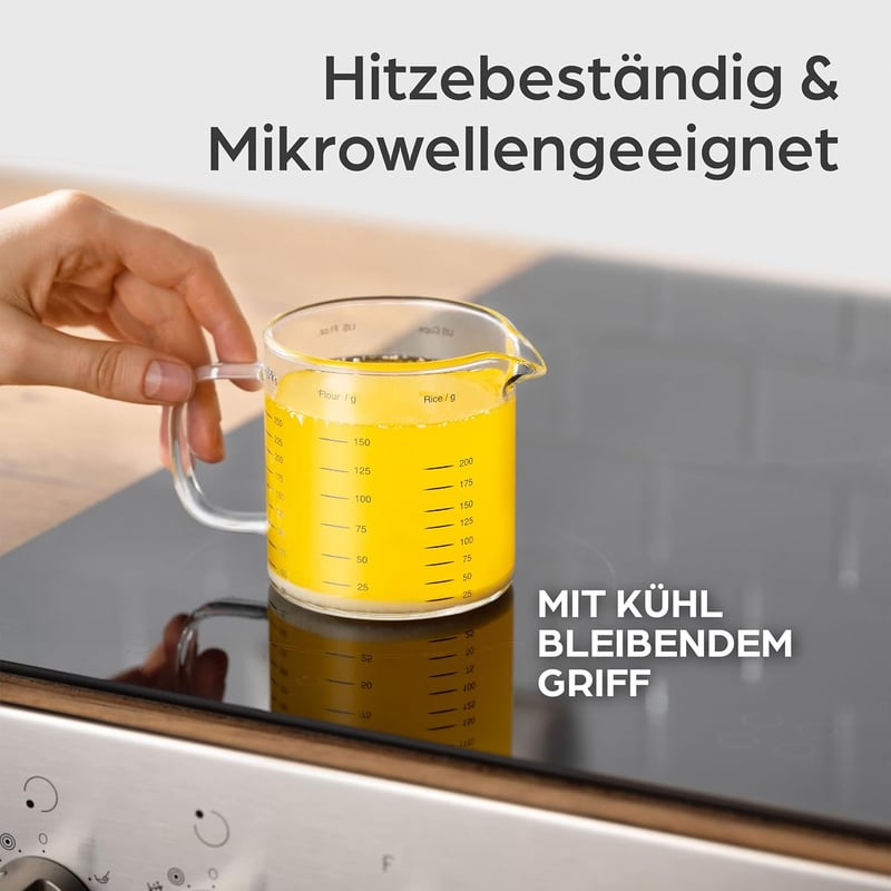 Praknu Üveg Mérőpohár Szett 50ml 125ml 250ml Mikrózható Hőálló