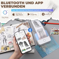 PRAOAHEI hordozható fotónyomtató Bluetooth, termikus nyomtató iOS Android kék 2