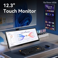 Prechen 12.3" hordozható érintőképernyős monitor 1920x720 IPS, összecsukható állvánnyal és hangszóróval 6