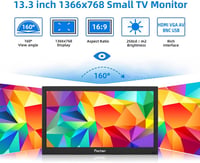 Prechen 13.3" Hordozható Monitor HDMI VGA USB Bemeneti Kijelző Beépített Hangszóróval 2