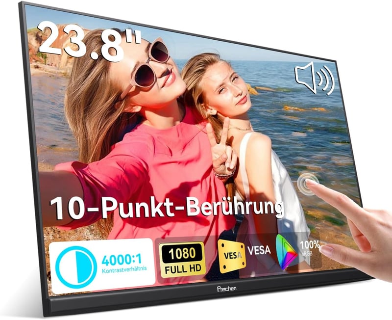 Prechen 23.8" hordozható érintőképernyős monitor USB-C HDMI 1080P