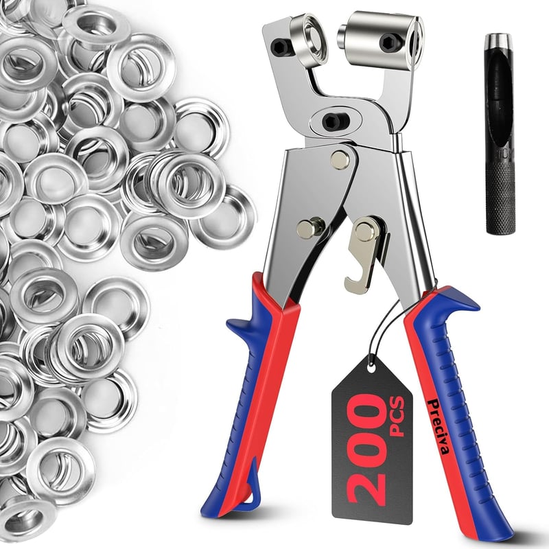 Preciva Szemmásolószerszám Készlet 200 Szemmel, 10mm Mágneses Sajtó és Lyukasztó - Red and Blue, 200 Pieces