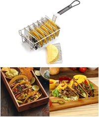 predolo Taco Kosár Profi Rozsdamentes Sütőkosár 6 Rekeszes Taco Shell Fritőz 4