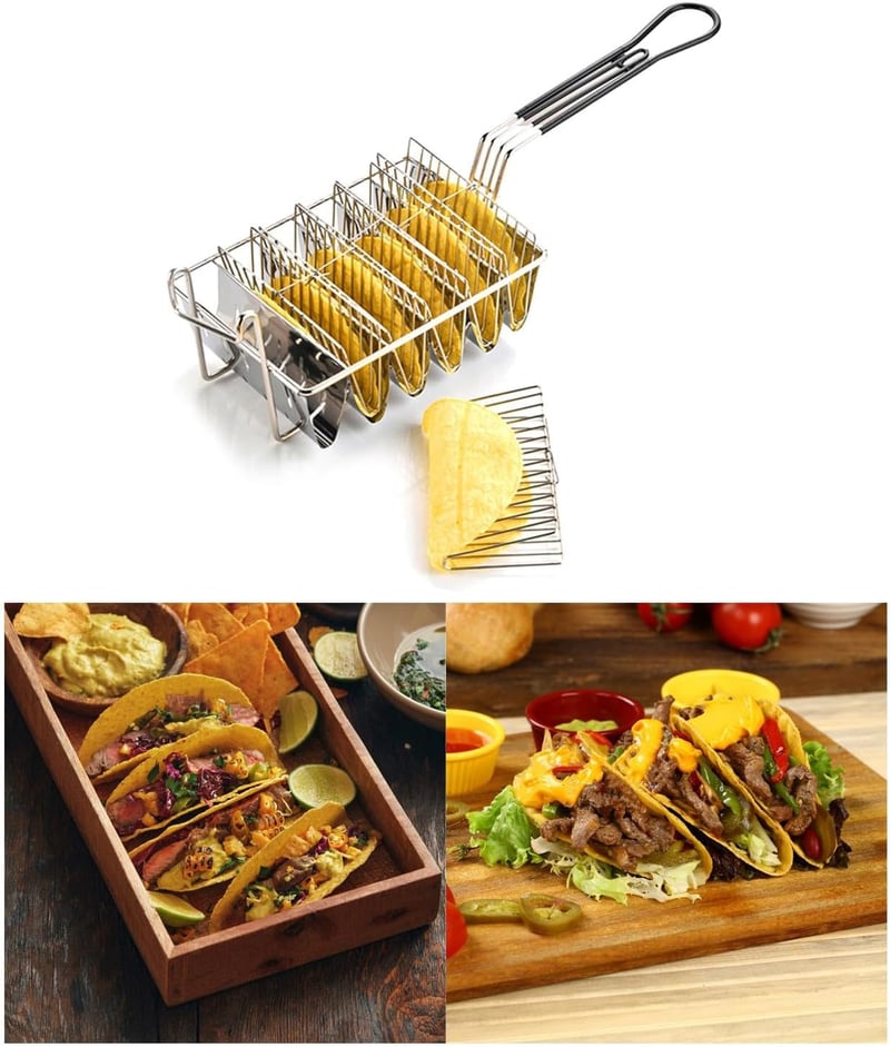 predolo Taco Kosár Profi Rozsdamentes Sütőkosár 6 Rekeszes Taco Shell Fritőz