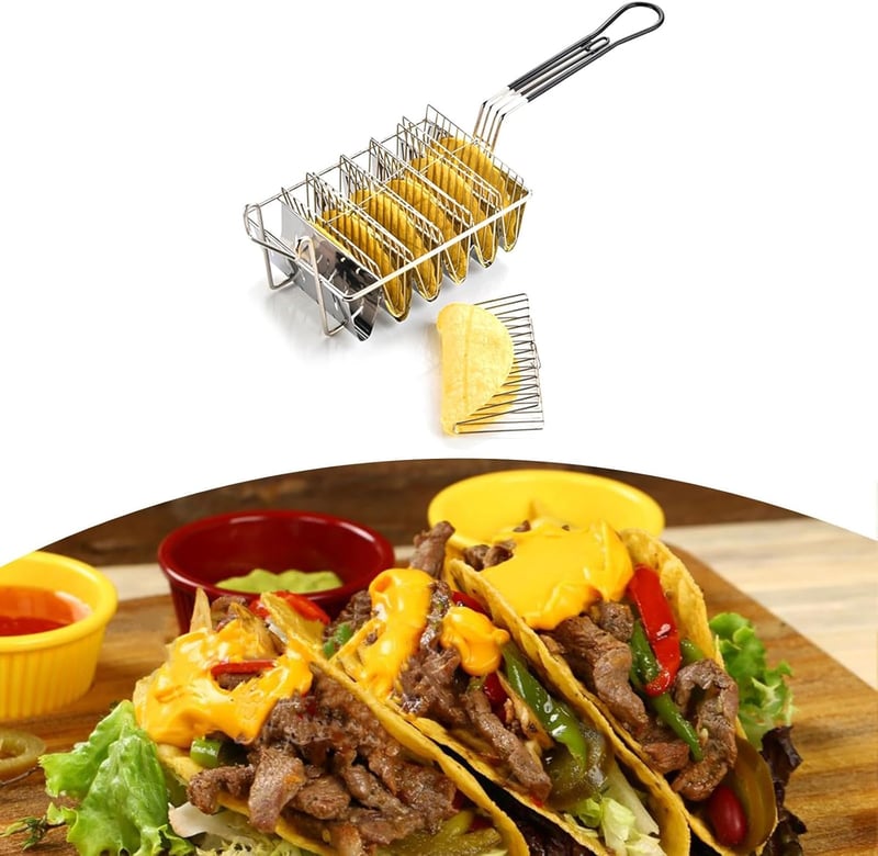 predolo Taco Kosár Profi Rozsdamentes Sütőkosár 6 Rekeszes Taco Shell Fritőz