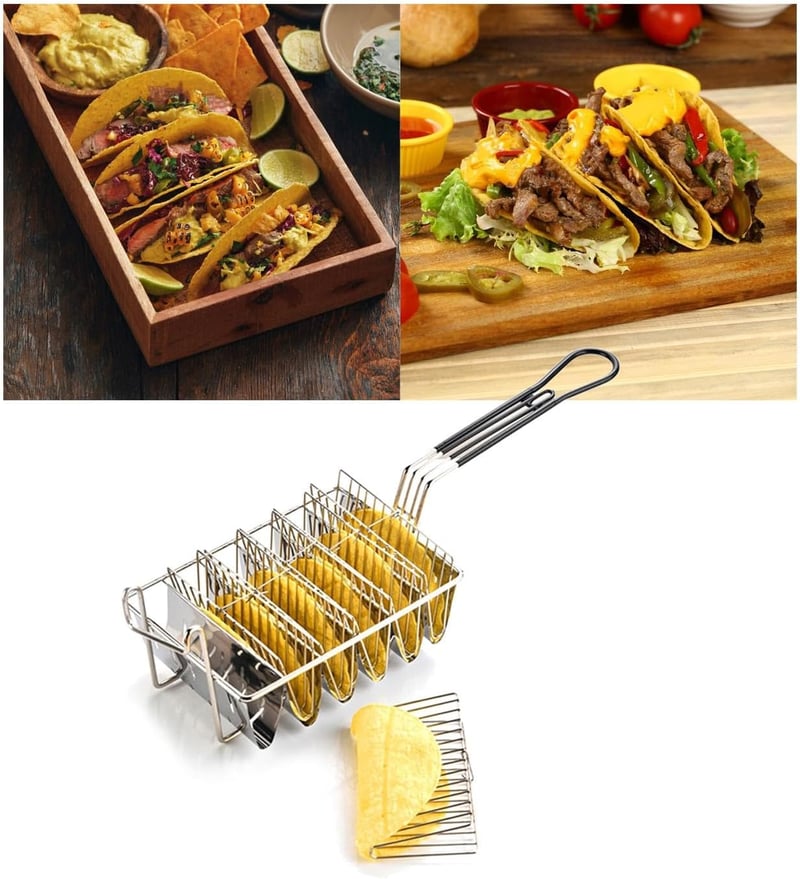 predolo Taco Kosár Profi Rozsdamentes Sütőkosár 6 Rekeszes Taco Shell Fritőz