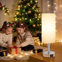 PreeOtti dodirna stolna lampa s prigušivanjem, USB A+C priključkom za punjenje, s bijelim lanenim sjenilom, noćna svjetiljka za spavaću sobu, dnevni boravak, dječju sobu, ured, sa žaruljom 6