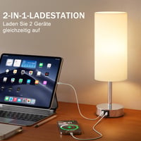 PreeOtti dodirna stolna lampa s prigušivanjem, USB A+C priključkom za punjenje, s bijelim lanenim sjenilom, noćna svjetiljka za spavaću sobu, dnevni boravak, dječju sobu, ured, sa žaruljom 3