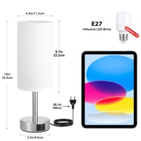 PreeOtti dodirna stolna lampa s prigušivanjem, USB A+C priključkom za punjenje, s bijelim lanenim sjenilom, noćna svjetiljka za spavaću sobu, dnevni boravak, dječju sobu, ured, sa žaruljom 4