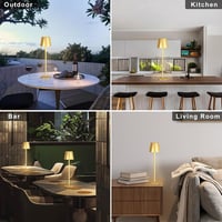 PreeOtti Lampă de masă LED fără fir pentru exterior, cu control tactil, reîncărcabilă prin USB-C, reglabilă, 3 temperaturi de culoare, set de 2, auriu 4