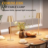 PreeOtti Lampă de masă LED fără fir pentru exterior, cu control tactil, reîncărcabilă prin USB-C, reglabilă, 3 temperaturi de culoare, set de 2, auriu 5