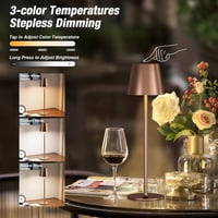 PreeOtti Wireless LED Asztali Lámpa 2db, Dimmer, USB-C, Barna 2