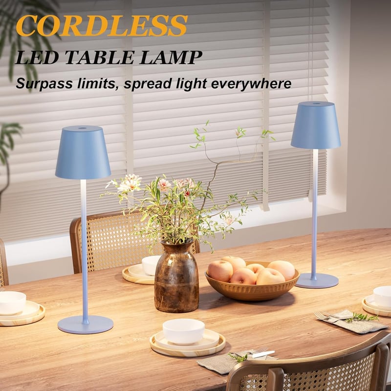 PreeOtti Wireless LED Asztali Lámpa 2db Kék Dimmer USB-C Töltés
