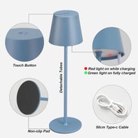 PreeOtti Wireless LED Asztali Lámpa 2db Kék Dimmer USB-C Töltés 5
