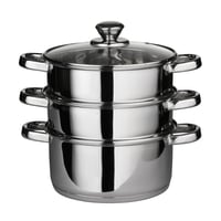 Premier Housewares Lonac za kuhanje na pari sa staklenim poklopcem - nehrđajući čelik - 22 cm - srebrni 1