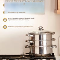 Premier Housewares Lonac za kuhanje na pari sa staklenim poklopcem - nehrđajući čelik - 22 cm - srebrni 8
