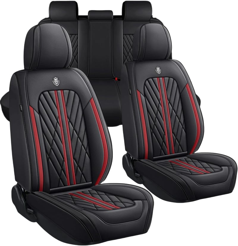 Premium Faux Leather Teljes Autóülés Huzat Dodge Charger 2002-2023 Modellekhez - Csúszásmentes Bőrhatású Ülésvédő Szett 5 Üléshez, Piros Sze