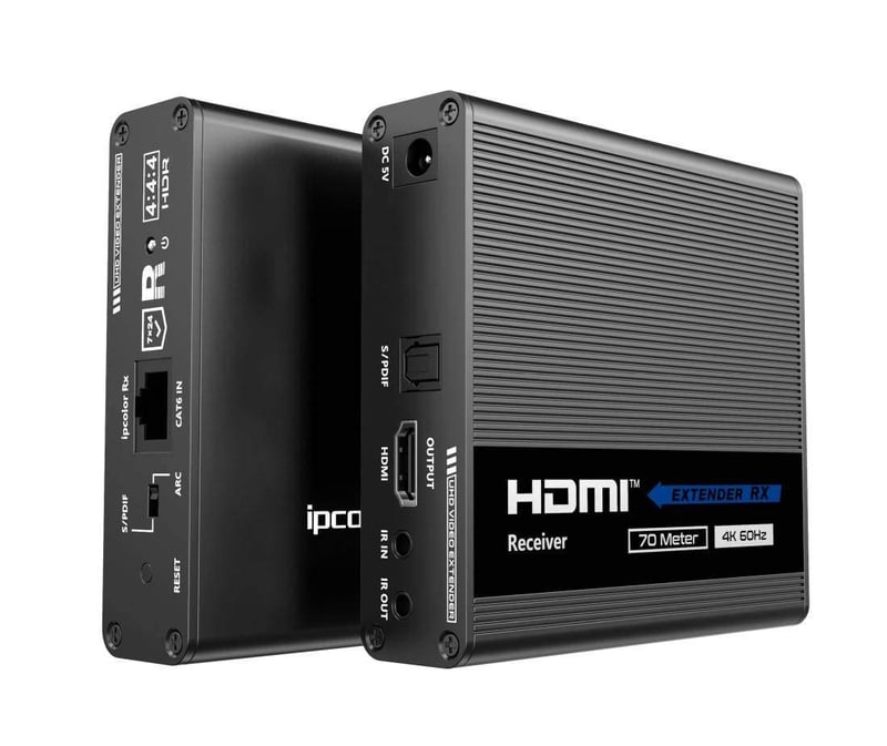 PremiumCord 4K HDMI extender 70m cez kábel Cat6/Cat6A/Cat7 s IR vysielačom a prijímačom, HDMI 2.0, ARC, Ultra HD 4K@60Hz, čierny