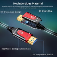 Cablu HDMI 2.1 optic activ PremiumCord 8K, fibră optică, 48 Gbps, 10 m, 8K@60Hz, 4K@240Hz, eARC, HDR, compatibil PS5, Xbox, PC, TV, conectori placați cu aur 7