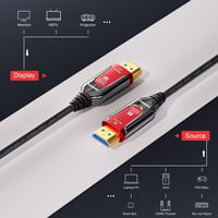 Cablu HDMI 2.1 optic activ PremiumCord 8K, fibră optică, 48 Gbps, 10 m, 8K@60Hz, 4K@240Hz, eARC, HDR, compatibil PS5, Xbox, PC, TV, conectori placați cu aur 8