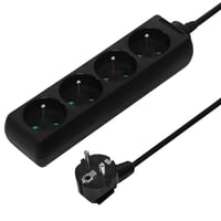 Prelungitor PremiumCord cu cablu de 3 m, 4 prize, 230V, prize cu contact de protecție la 45°, protecție pentru copii, negru 1