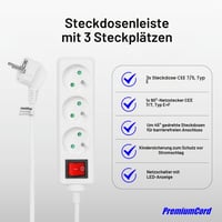 Prelungitor PremiumCord 230V 7 m cu 3 prize și întrerupător pp3k-07 4