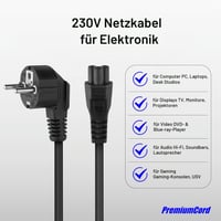 Cablu de alimentare PremiumCord kpspt2 Mickey Mouse 230V 2m, cu ștecher cu contact de protecție la conector unghiular IEC 320 C5, cablu de alimentare PC cu 3 pini, negru 4