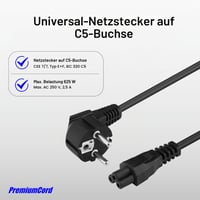 Cablu de alimentare PremiumCord kpspt2 Mickey Mouse 230V 2m, cu ștecher cu contact de protecție la conector unghiular IEC 320 C5, cablu de alimentare PC cu 3 pini, negru 5