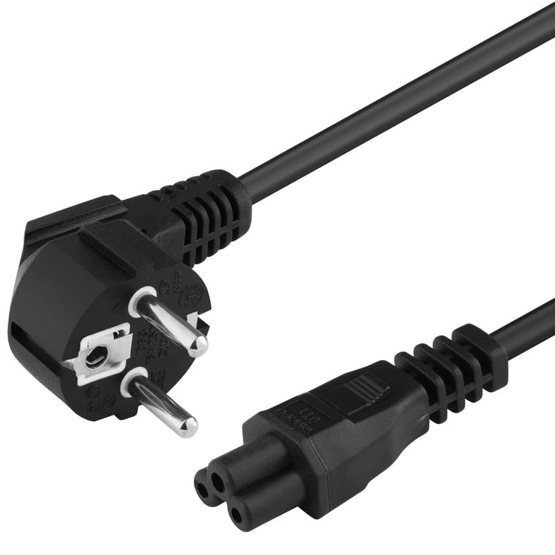 Cablu de alimentare PremiumCord kpspt2 Mickey Mouse 230V 2m, cu ștecher cu contact de protecție la conector unghiular IEC 320 C5, cablu de alimentare PC cu 3 pini, negru