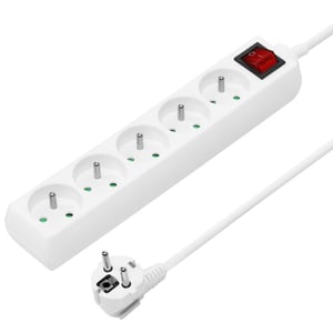 Predlžovací kábel PremiumCord PP5K-02, 250 V, 2 m, 5 zásuviek, biely
