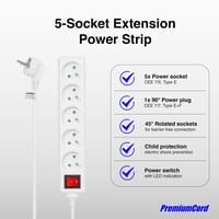 Prelungitor PremiumCord PP5K-02, 250V, 2 m, 5 prize, Alb 4