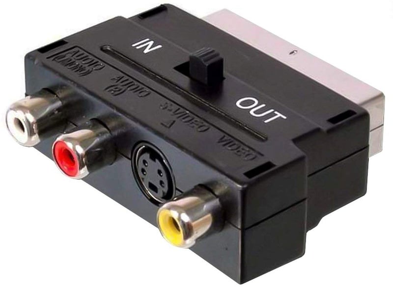 Adaptor PremiumCord SCART cu 3x RCA Cinch și conector S-Video, cu comutator intrare/ieșire