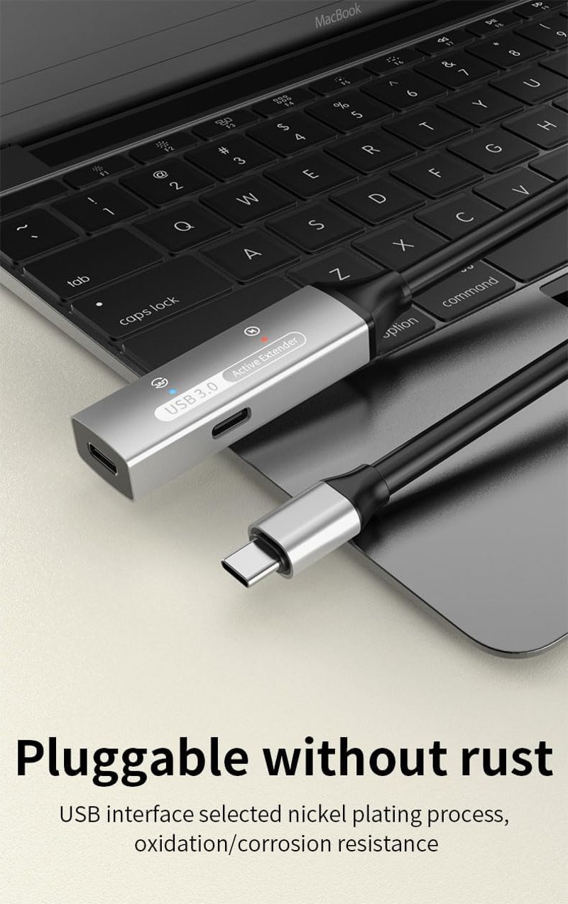 PremiumCord USB-C hosszabbító kábel 10m aktív erősítővel, Type-C 5Gbit/s fekete - 10 m, USB-C