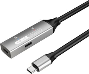PremiumCord aktivni USB-C produžni kabel s pojačivačem signala 30 m, Type-C ženski na muški, USB 3.2 Gen 1 SuperSpeed 5 Gbit/s, dvostruka zaštita, aluminijsko kućište, crni