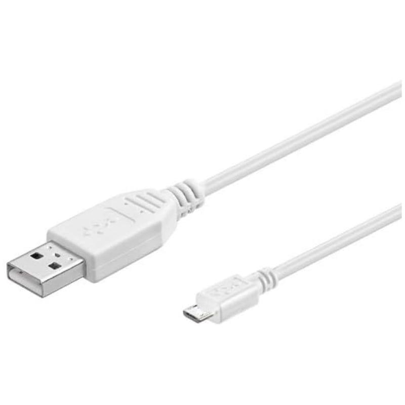 Kábel PremiumCord USB - Micro USB 1 m, konektor USB A - konektor Micro B, dátový kábel USB 2.0 High Speed 480 Mbit/s, 5-pinový, dvojité tienenie, AWG28, biely