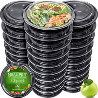Prep Naturals Ételtárolók 30 db 24 oz Fekete - Mikrózható Fagyasztható Étkészlet Fedővel 1