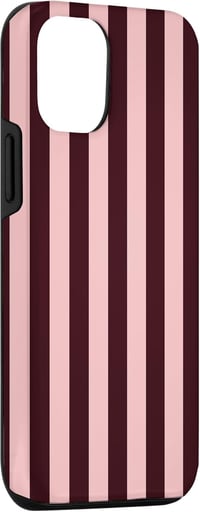 Preposh iPhone 12/12 Pro Rózsaszín-Bordó Csíkos Preppy Tok 3