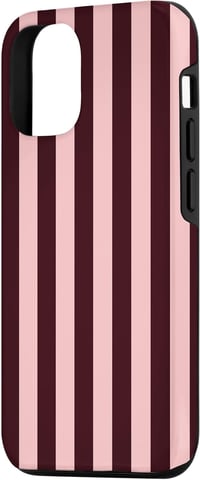 Preposh iPhone 12/12 Pro Rózsaszín-Bordó Csíkos Preppy Tok 2